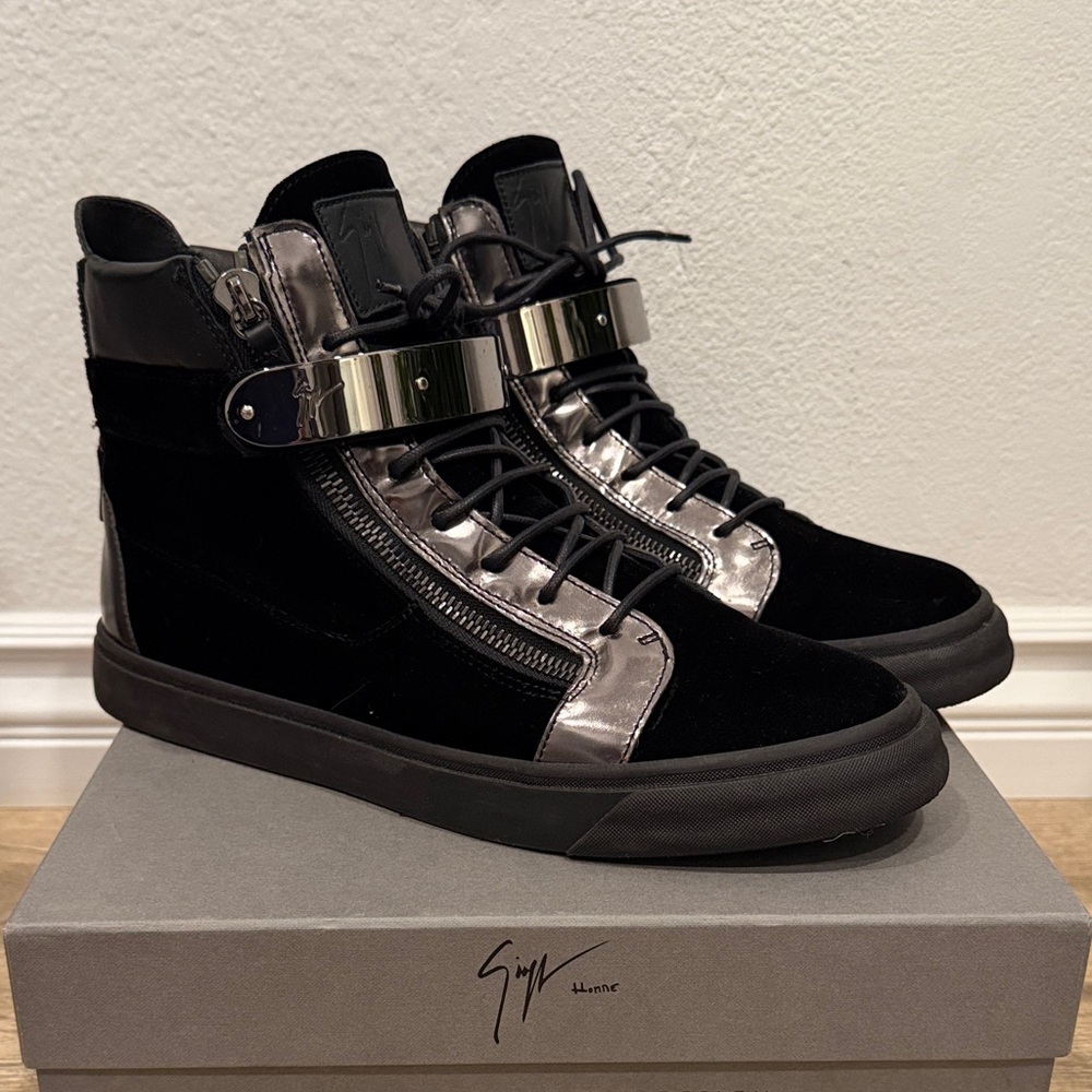 Giuseppe Zanotti London TR Uomo Black and Silver High-Tops